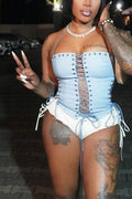 Cinched Corset - Blue