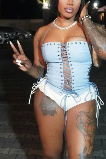 Cinched Corset - Blue