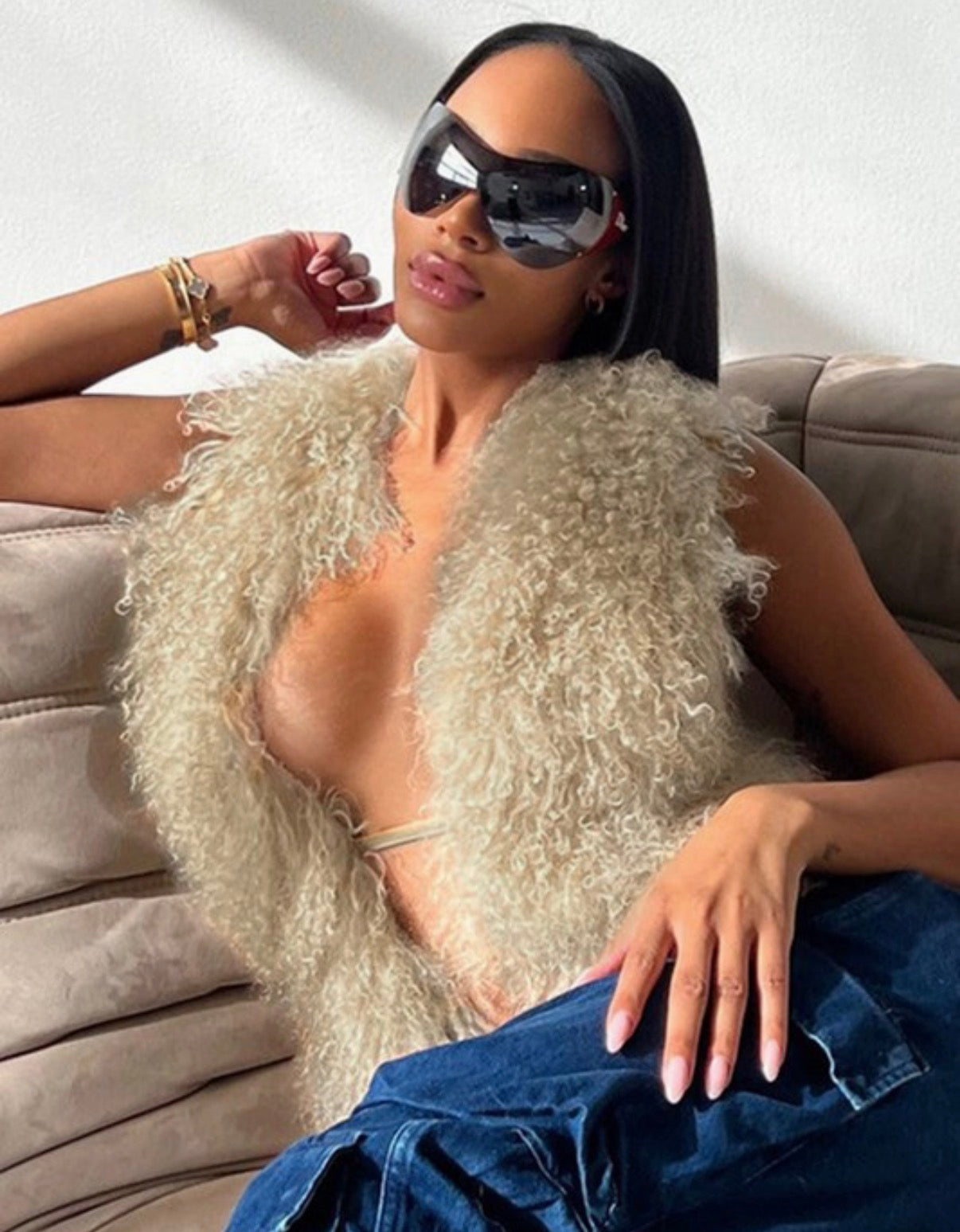 Livin' Plush Halter- Khaki